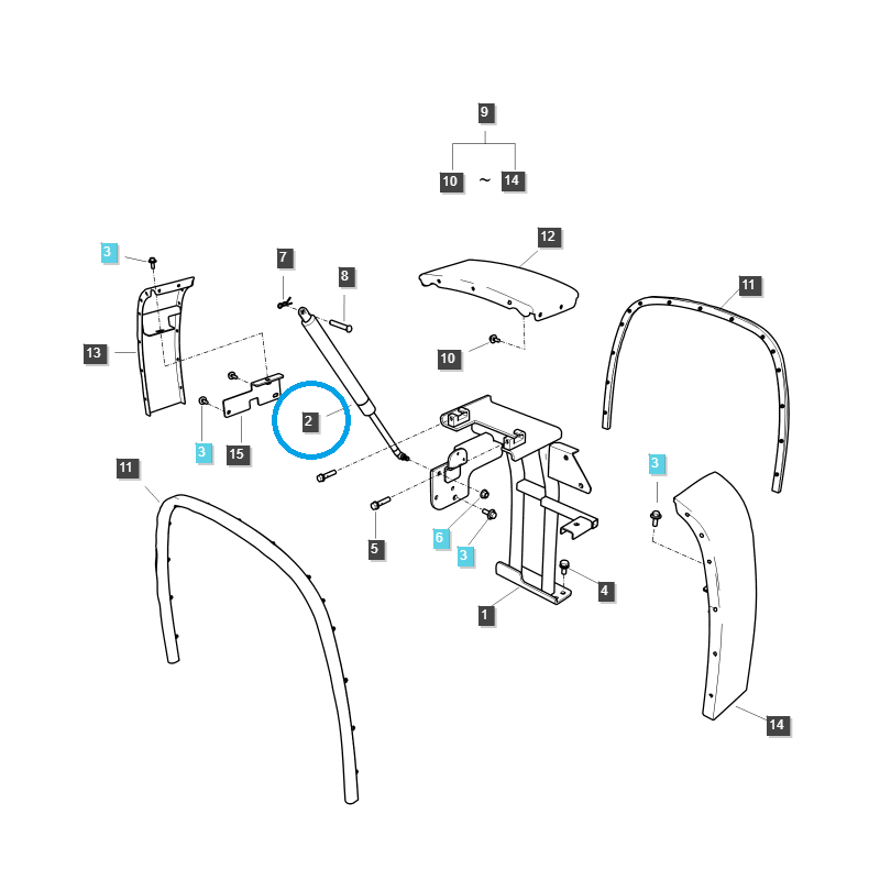 car body parts - Bonnet Actuator / TRG830 / LS Tractor / No. 40354855