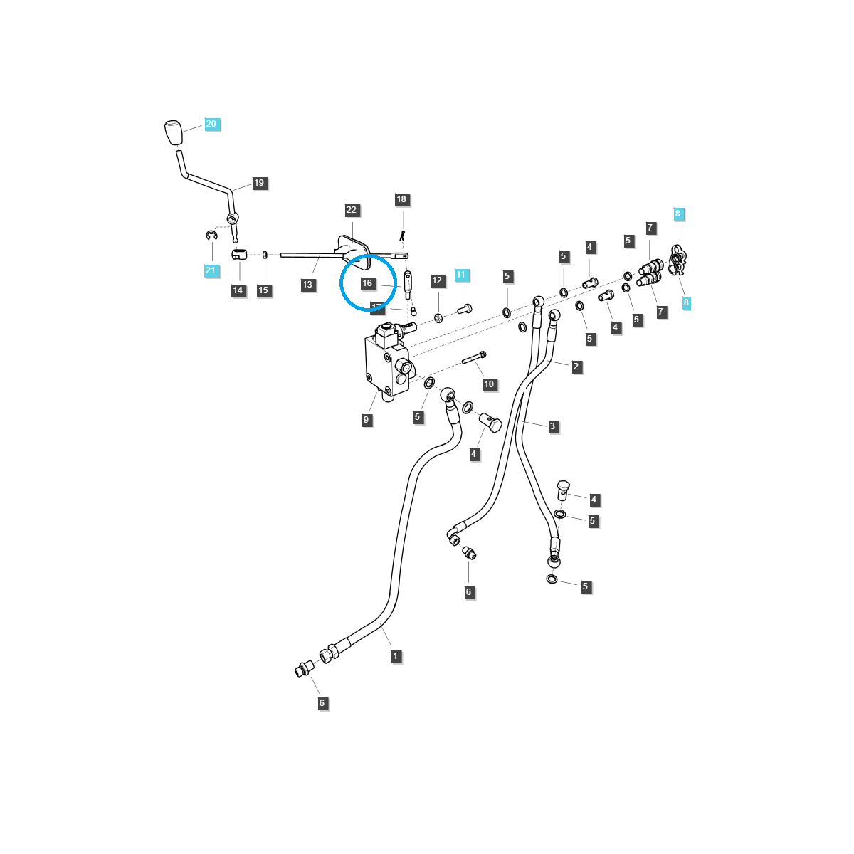 andere hydrauliksystem - Hydraulisches Verteilerhebelgestänge / TRG827 / LS Traktor / Nr. 40383462