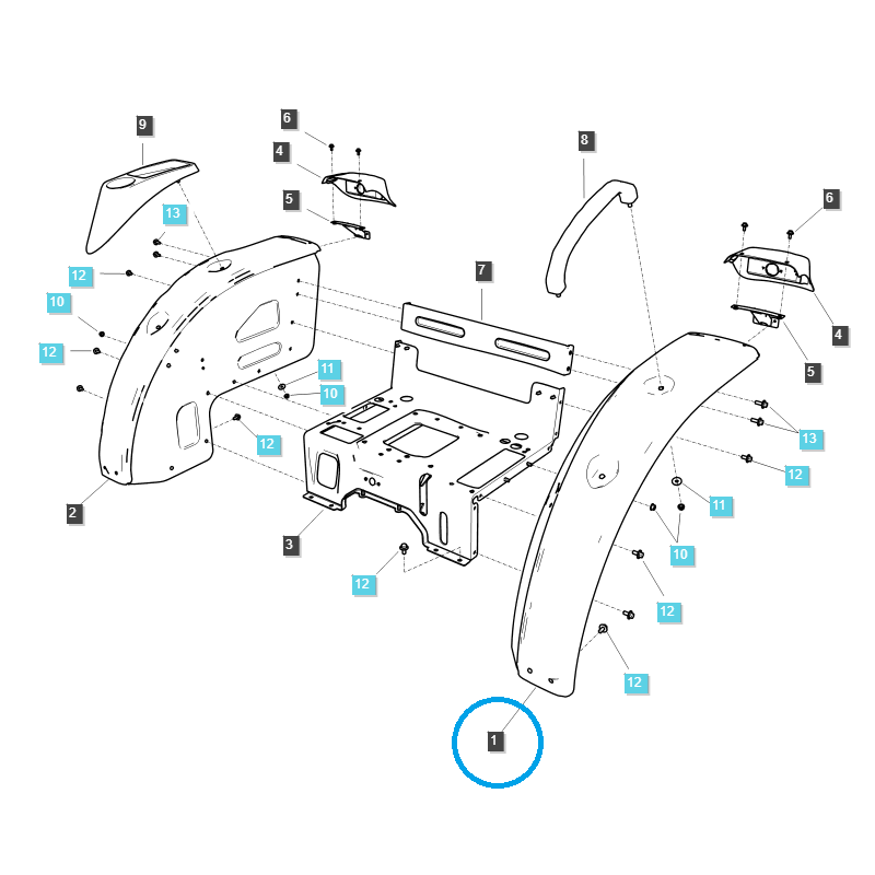 partes de carrocería - Guardabarros izquierdo para tractores / G870 / LS Tractor / n° 40027844