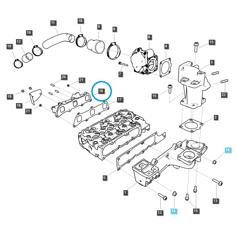 colectores de escape - Colector de escape / EGQ165 / Ls Tractor 40383060