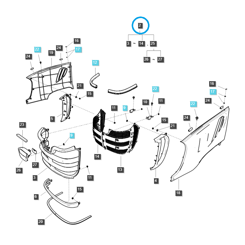 car body parts - Grille / complete grill / G830 / LS Tractor / no. 40201239