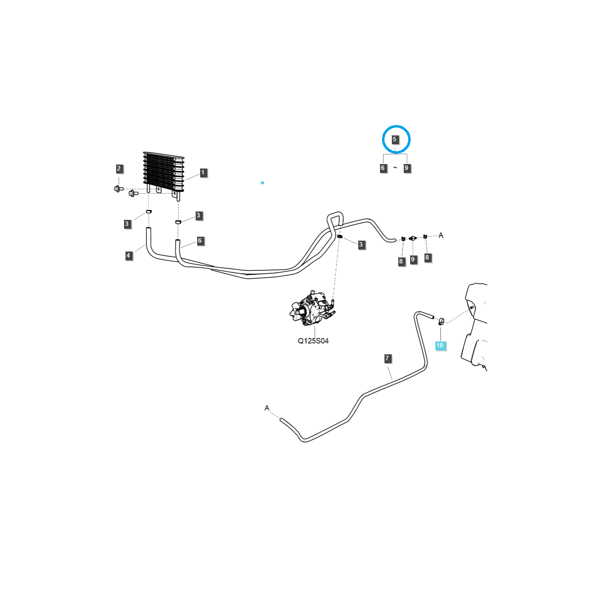 palivové potrubí - Kompletní hadice chlazení paliva / TRG010 / Traktor LS / Č. 40341560