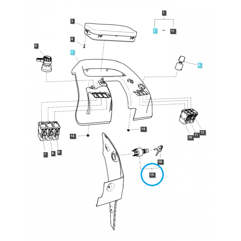 encendidos y llaves - Interruptor de encendido / TRG750 / LS Tractor / no 40309985