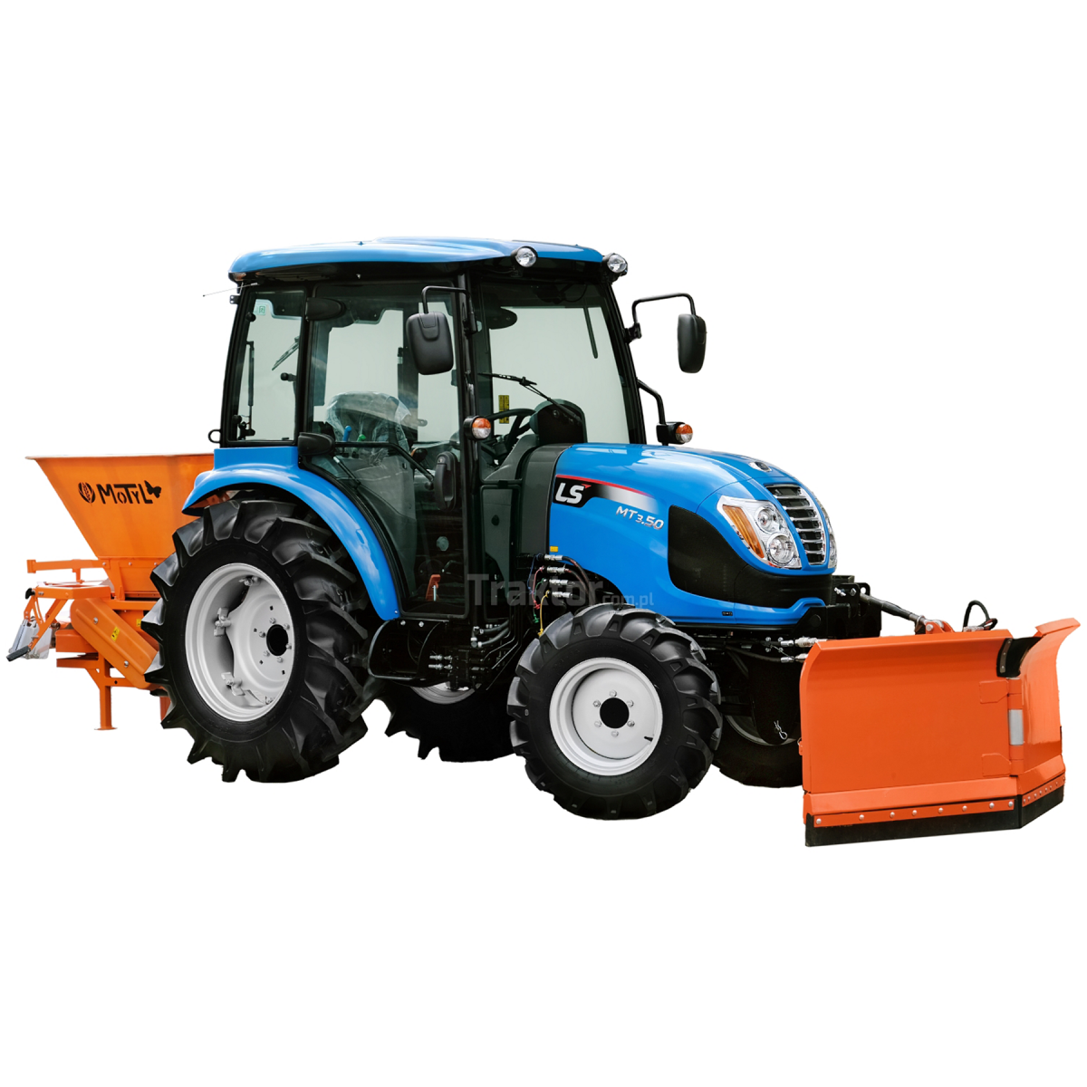 LS Tractor MT3.50 MEC 4x4 - 47 HP / CAB + Snow plow 180 cm, hydraulic, 4FARMER + Spreader MOTYL