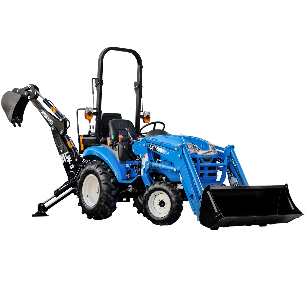 LS Tractor XJ25 MEC 4x4 - 24.4 HP + LS LL2101 front loader + excavator for LW-5 4FARMER tractor