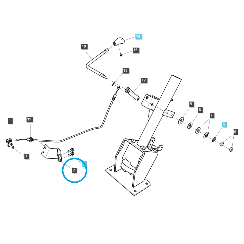 coussinets - Support de câble d'accélérateur à main / TRG100 / Tracteur LS / n° 40293585