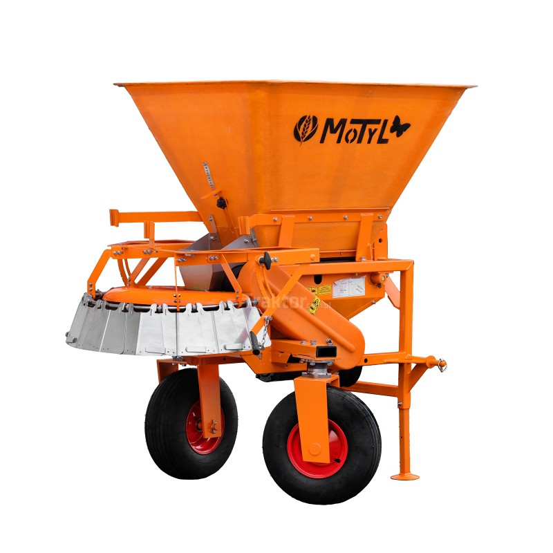 maquinaria de agricultura - Esparcidor de fertilizantes, esparcidor municipal Motyl N031M/1K con ruedas giratorias POM Augustów