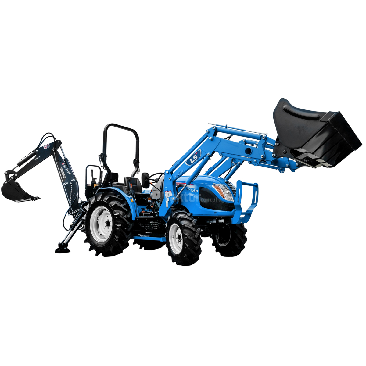LS Tractor MT3.60 MEC 4x4 - 57 HP + LS LL4104 front loader + LW-7 4FARMER excavator