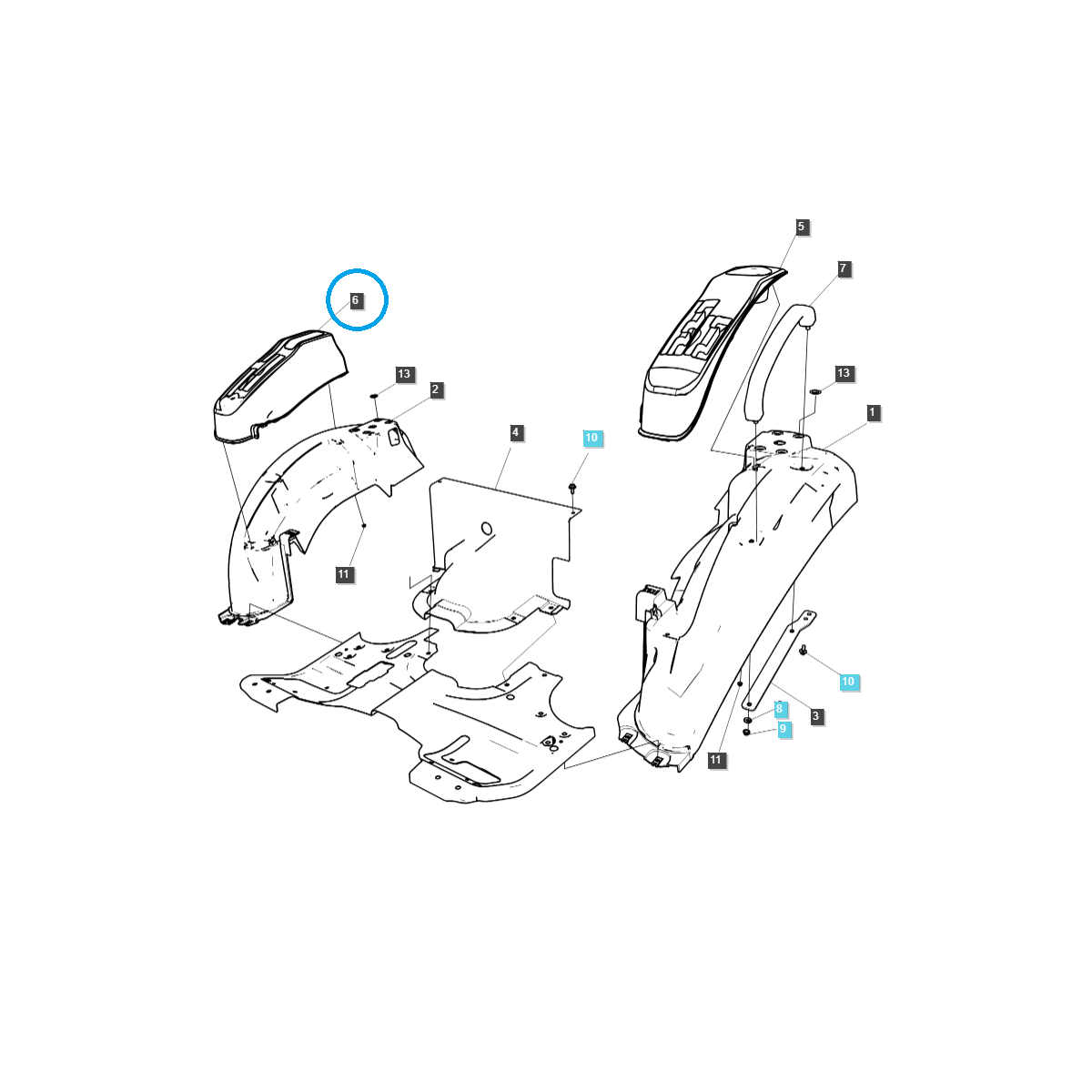 Guide de levier, couvercle latéral (droit) / TRG870 / Tracteur LS 40196113