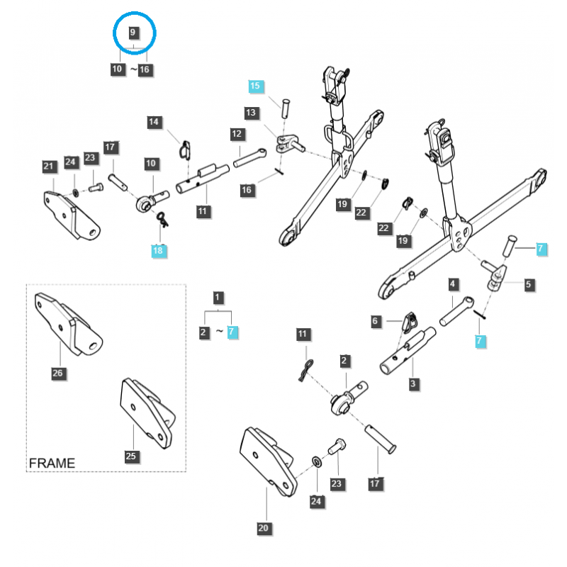napínáky - Napínák, pravé napnutí závěsů tříbodového závěsu / G896 / Traktor LS 40253434