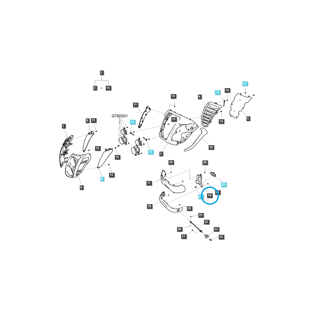 Držiak / Držiak grilu / TRG830 / LS Traktor / č. 40267276