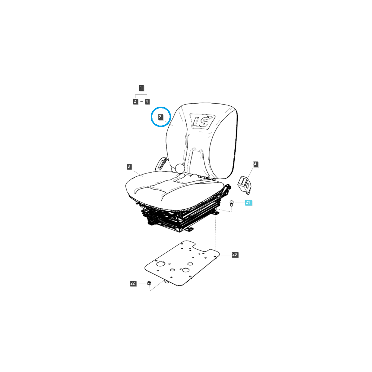 Respaldo del asiento / G850 / Ls Tractor 40370532