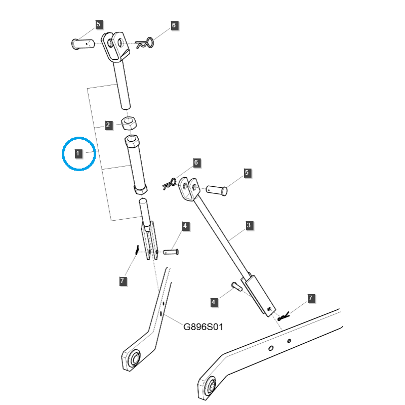 zvedněte paže - Závěs táhla pravý / G896 / LS Traktor 40194142