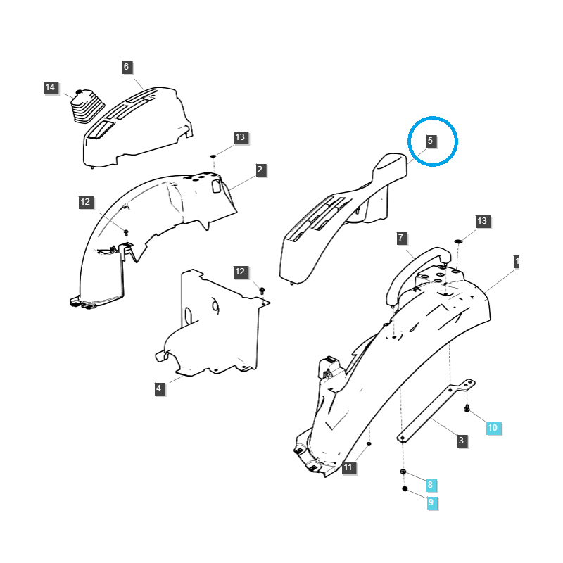éléments d équipement de cabine - Guide de levier / Couvercle latéral / Gauche / TRG870 / Tracteur LS / N° 40291951