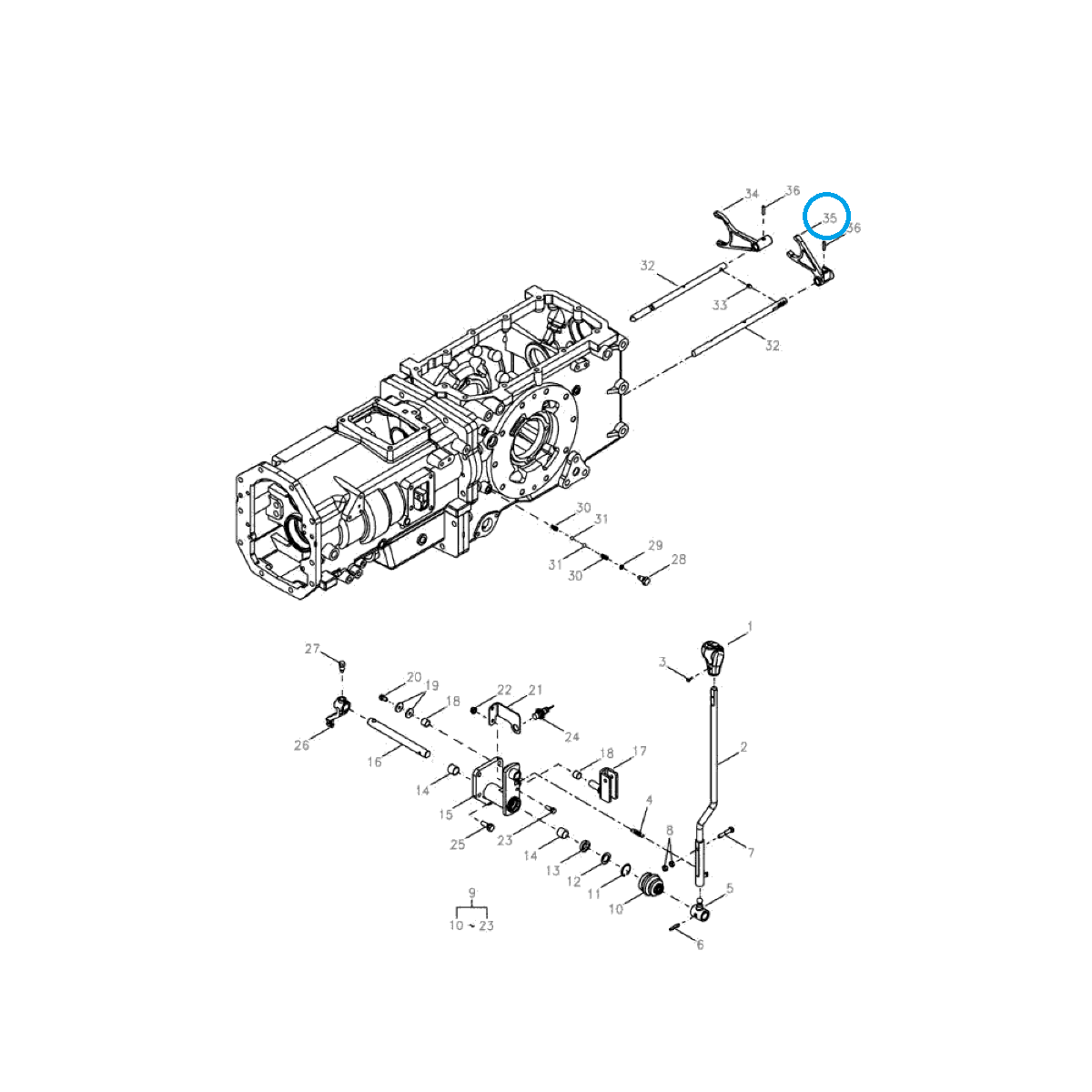 Fourche, guide, sélecteur de gamme de vitesses / TRG291 / Ls Tractor 40031422