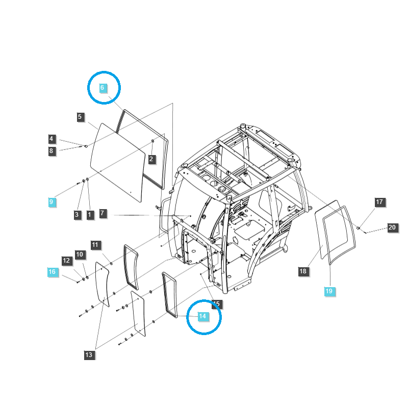 nuls - Joint de vitre de cabine / TRG869 / Tracteur LS / n° 40007551