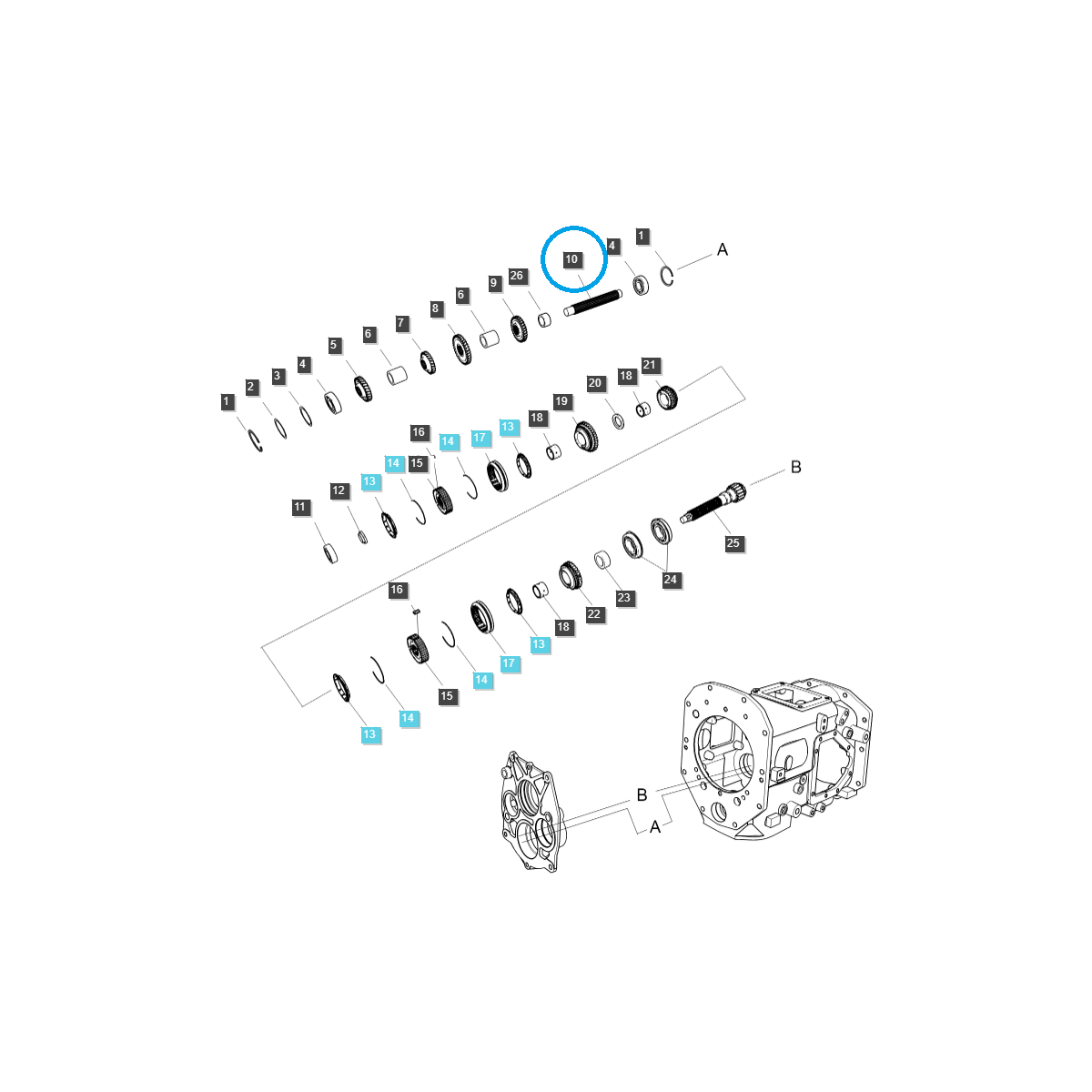 Eje de caja de cambios / TRG281 / LS Tractor 40010212