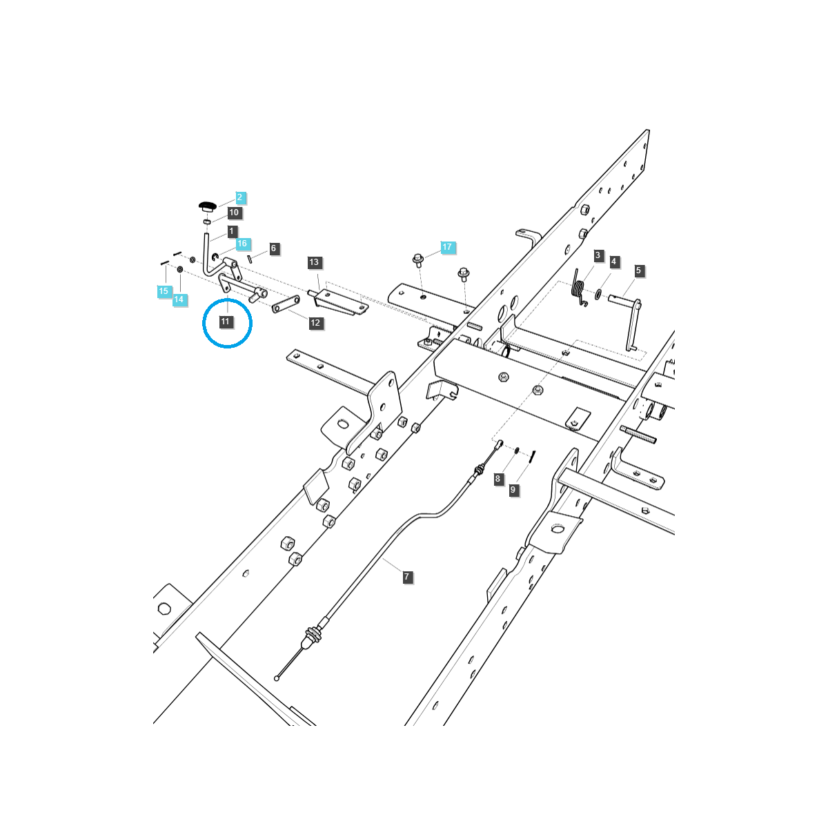 Cable del pedal del acelerador / TRG100 / Tractor LS / n.º 40365907