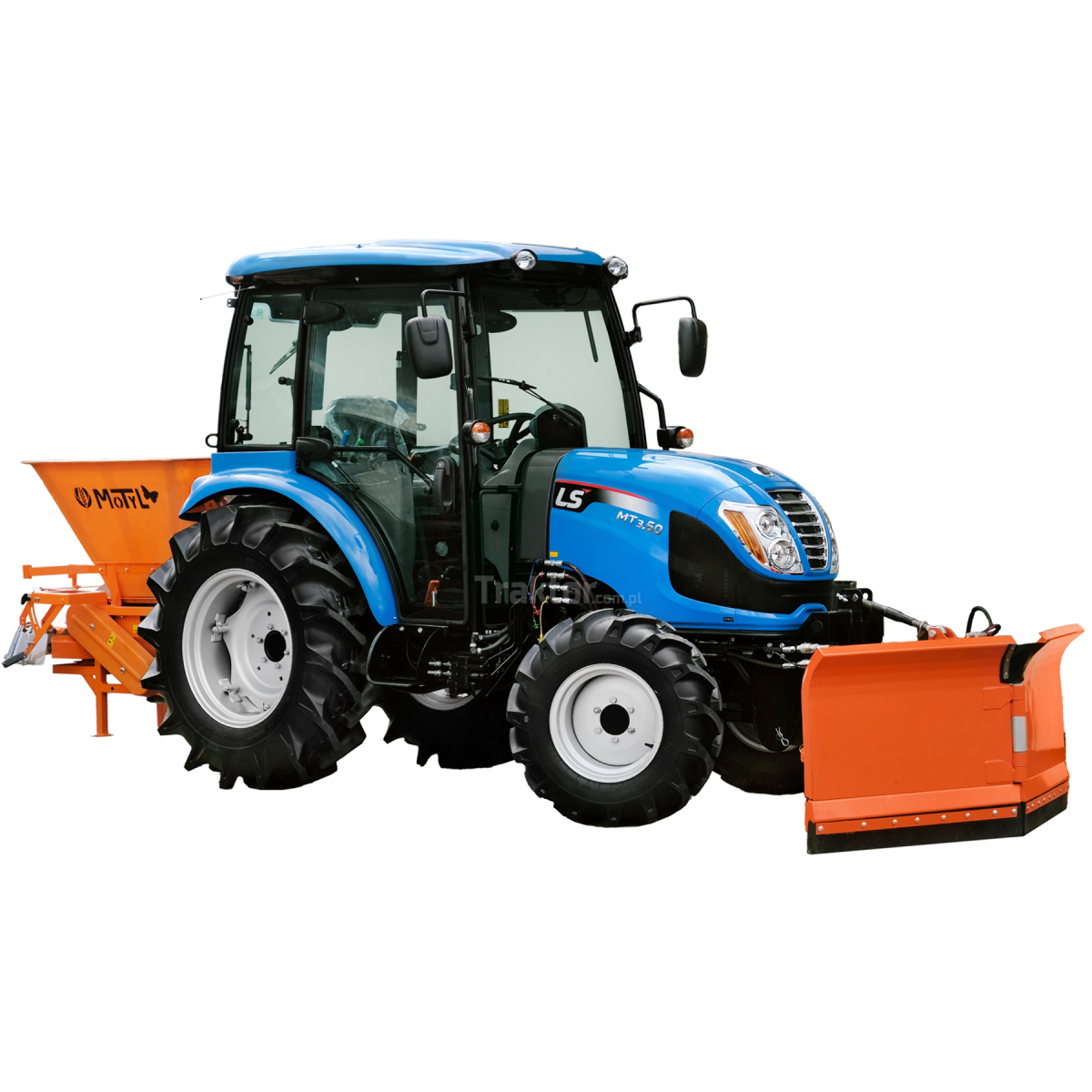 LS Tractor MT3.60 MEC 4x4 - 57 HP / CAB + Snow plow 180 cm, hydraulic, 4FARMER + Spreader MOTYL