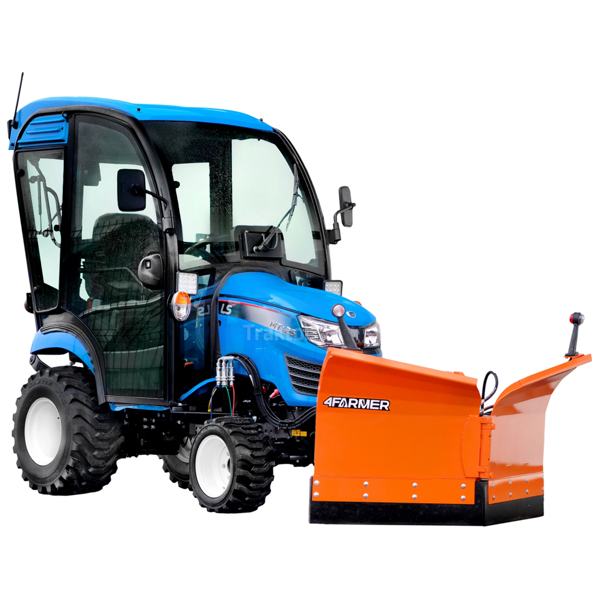 LS Traktor MT1,25 4x4 - 24,7 HP / KABINA / IND + Vario šípový sněhový pluh 150 cm, hydraulický (TUZ) 4FARMER