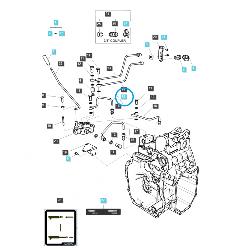câbles - Tuyau hydraulique / G827 / Tracteur LS / n° 40195188