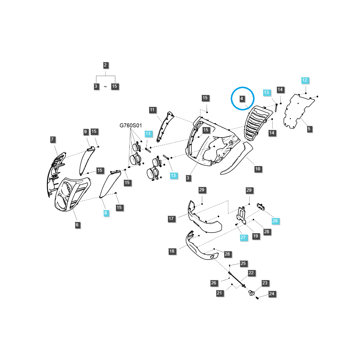 Gril, kryt / TRG830 / Ls Traktor 40267279