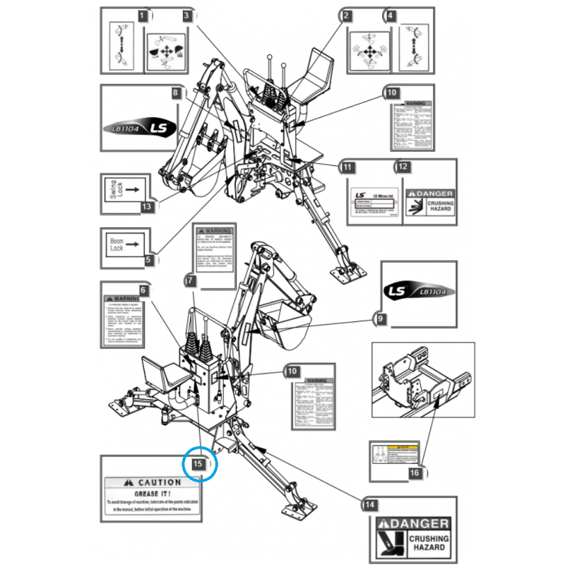 naklejki ostrzegawcze - Naklejka ostrzegawcza mini koparki / LS Tractor 40231052