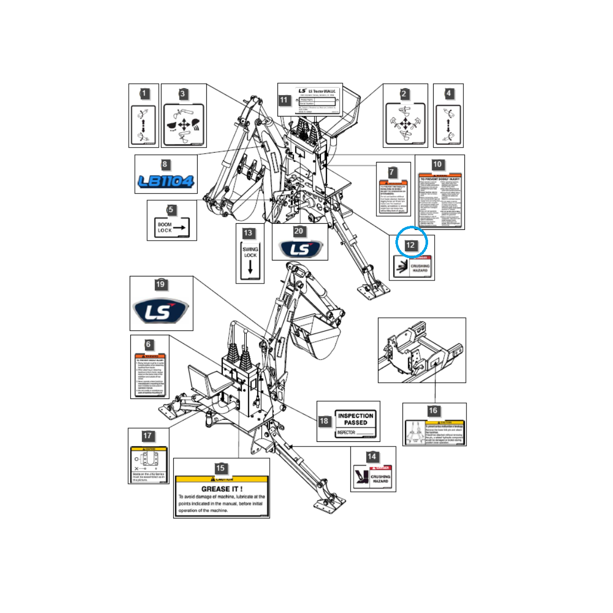 Autocollant d'avertissement / Tracteur LS 40358867