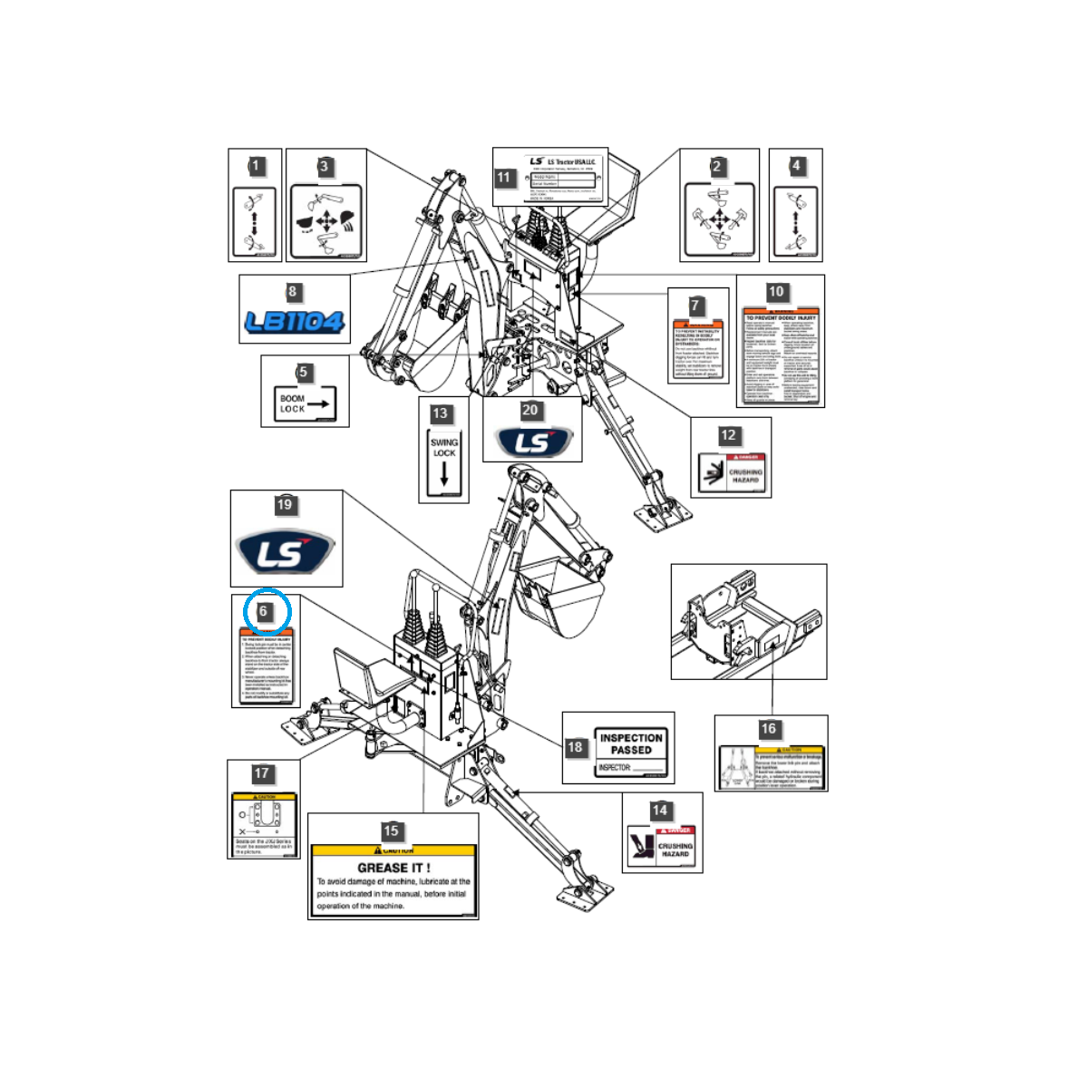 Adhesivo de advertencia/Ls Tractor 40358865