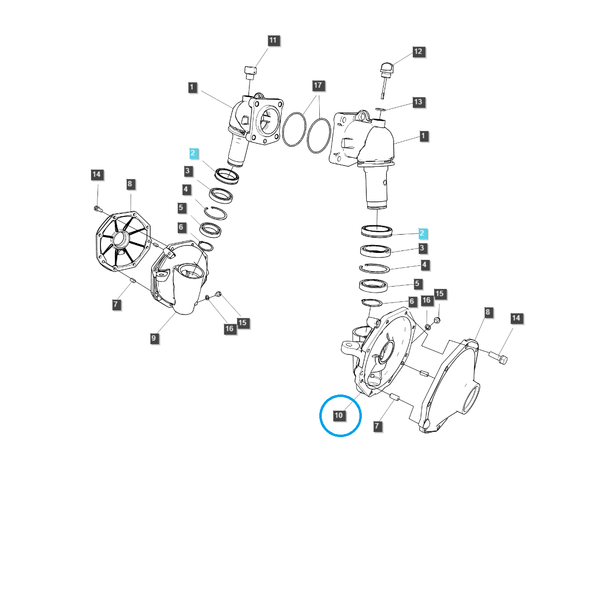 Caja de engranajes reductora izquierda, muñón de dirección / TRG400 / LS Tractor 40195026