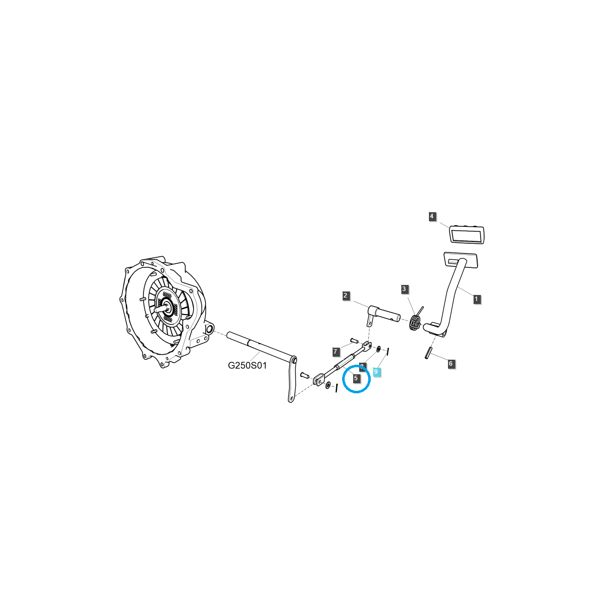 Cięgno, pedału sprzęgła / G260 / LS Tractor 40226664