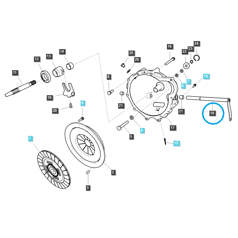 andere kupplung - Kupplungsausrückwelle / TRG260 / LS Traktor / LS XJ25 / J23 / J27 / Nr. 40292849
