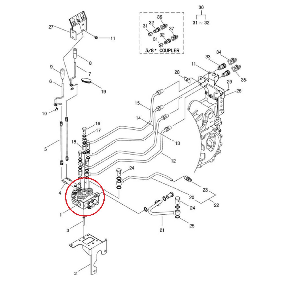 distributeurs hydrauliques - Distributeur hydraulique / TRG827 / Tracteur LS / n° 40278793
