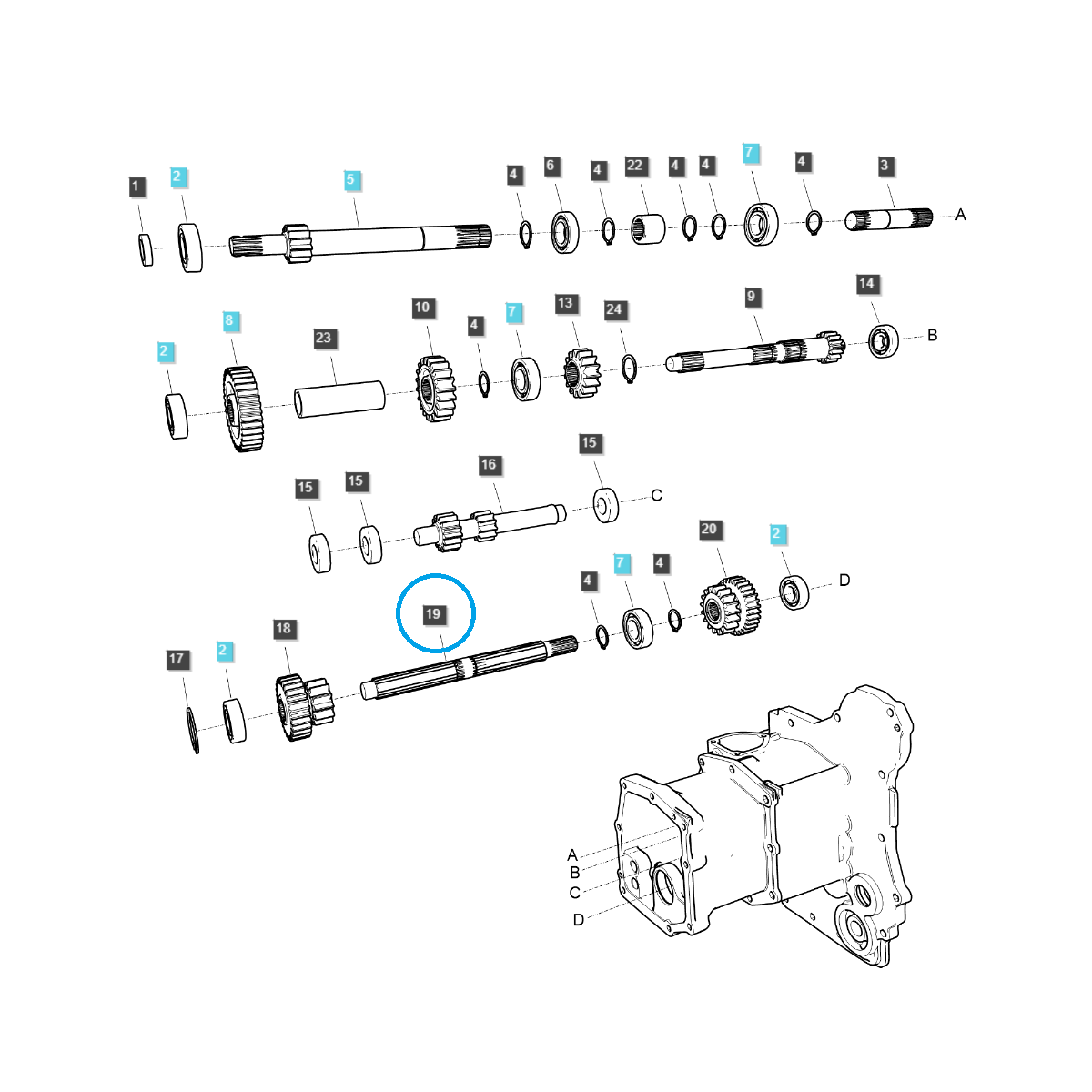 Eje de caja de cambios / TRG281 / Ls Tractor 40373830