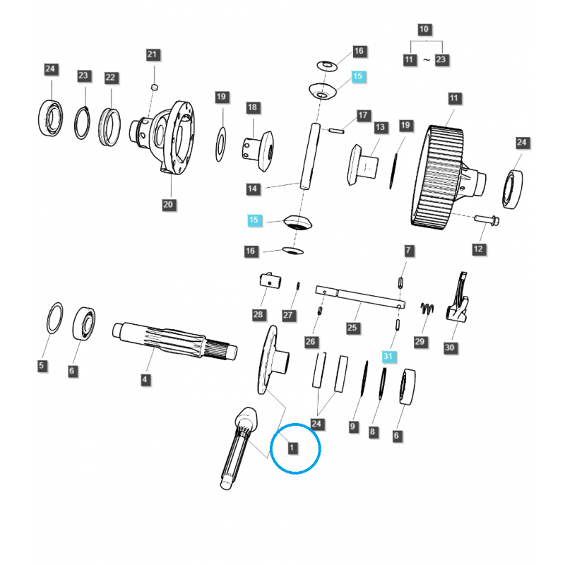 koła talerzowe - Plate wheel + input shaft / G310 / Ls Tractor 40309491