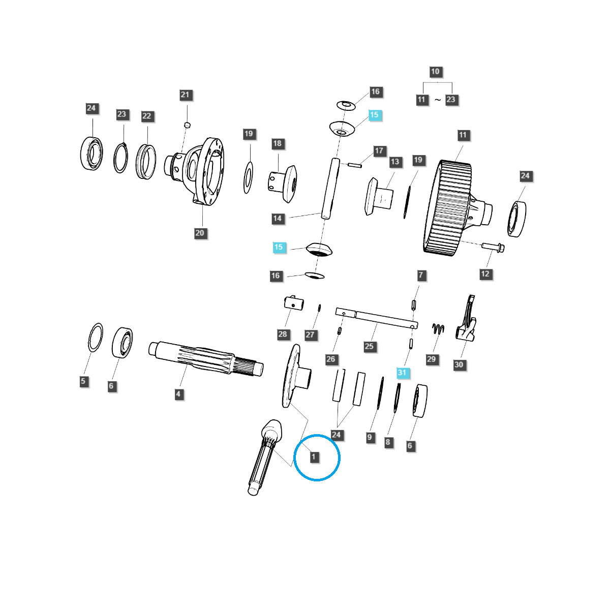 Doskové koleso + vstupný hriadeľ / G310 / Ls Traktor 40309491