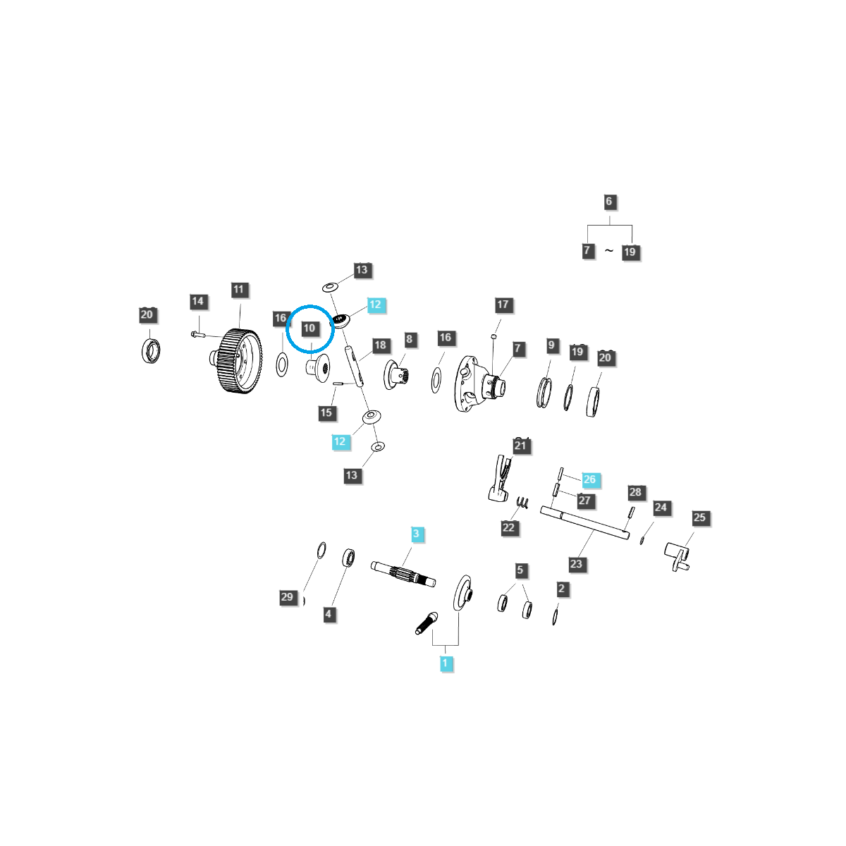 zębatki - Piñón diferencial/TRG310/Ls Tractor 40197101