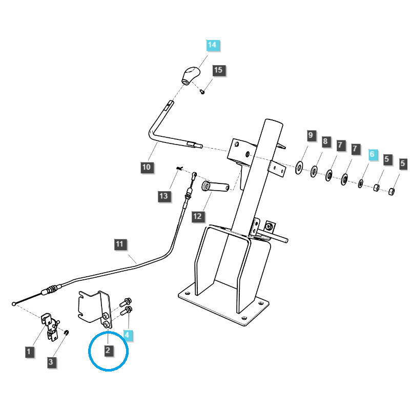 plynové kabely - Držák lanka ručního plynu - LS Traktor LS XJ25HST/LS J23HST/LS J27HST
