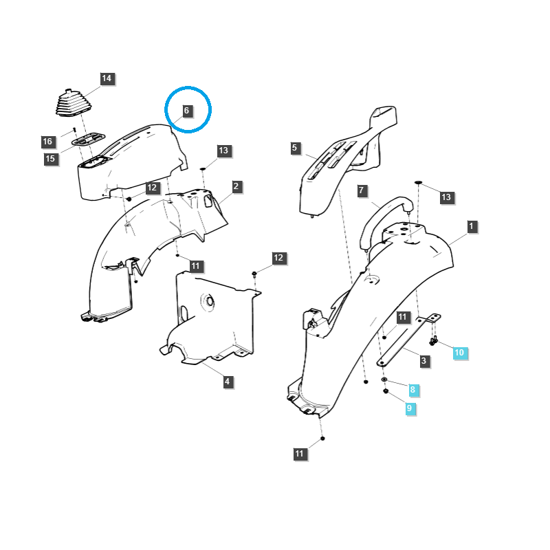cabin equipment elements - Lever Guide / Side Cover / Right / TRG870 / LS Tractor / No. 40347187