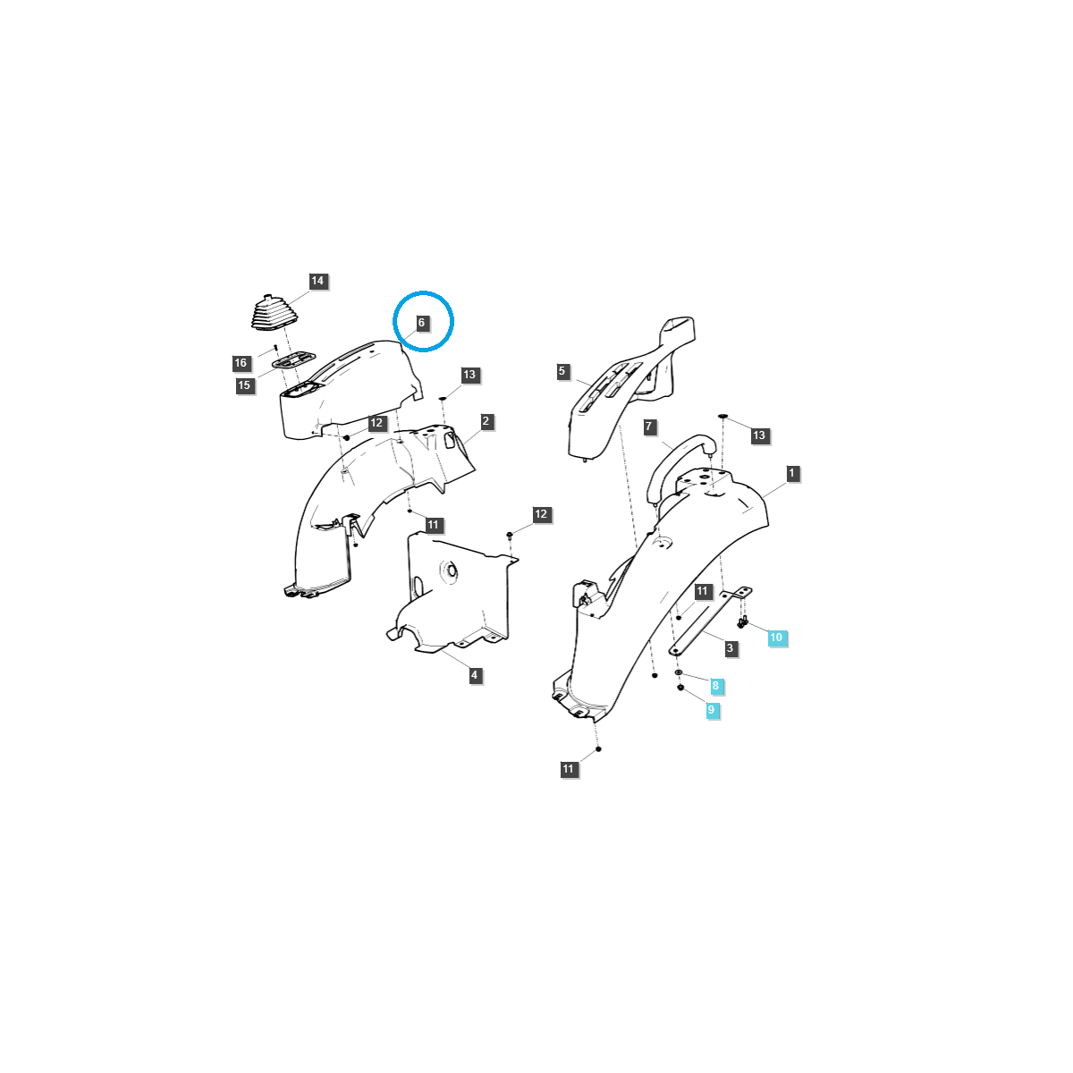 Guide de levier / Couvercle latéral / Droit / TRG870 / Tracteur LS / N° 40347187