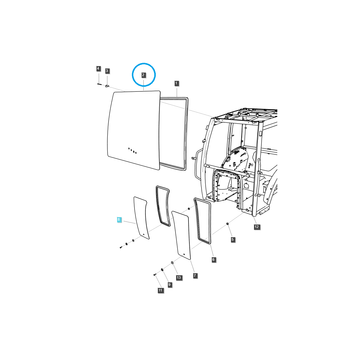 Windshield / TRG863 / LS Tractor / No. 40430047