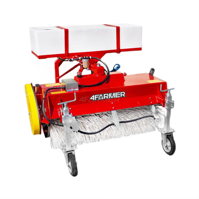 máquinas municipales - Barredora de 120 cm para tractor con cesta y recipiente de riego 4FARMER