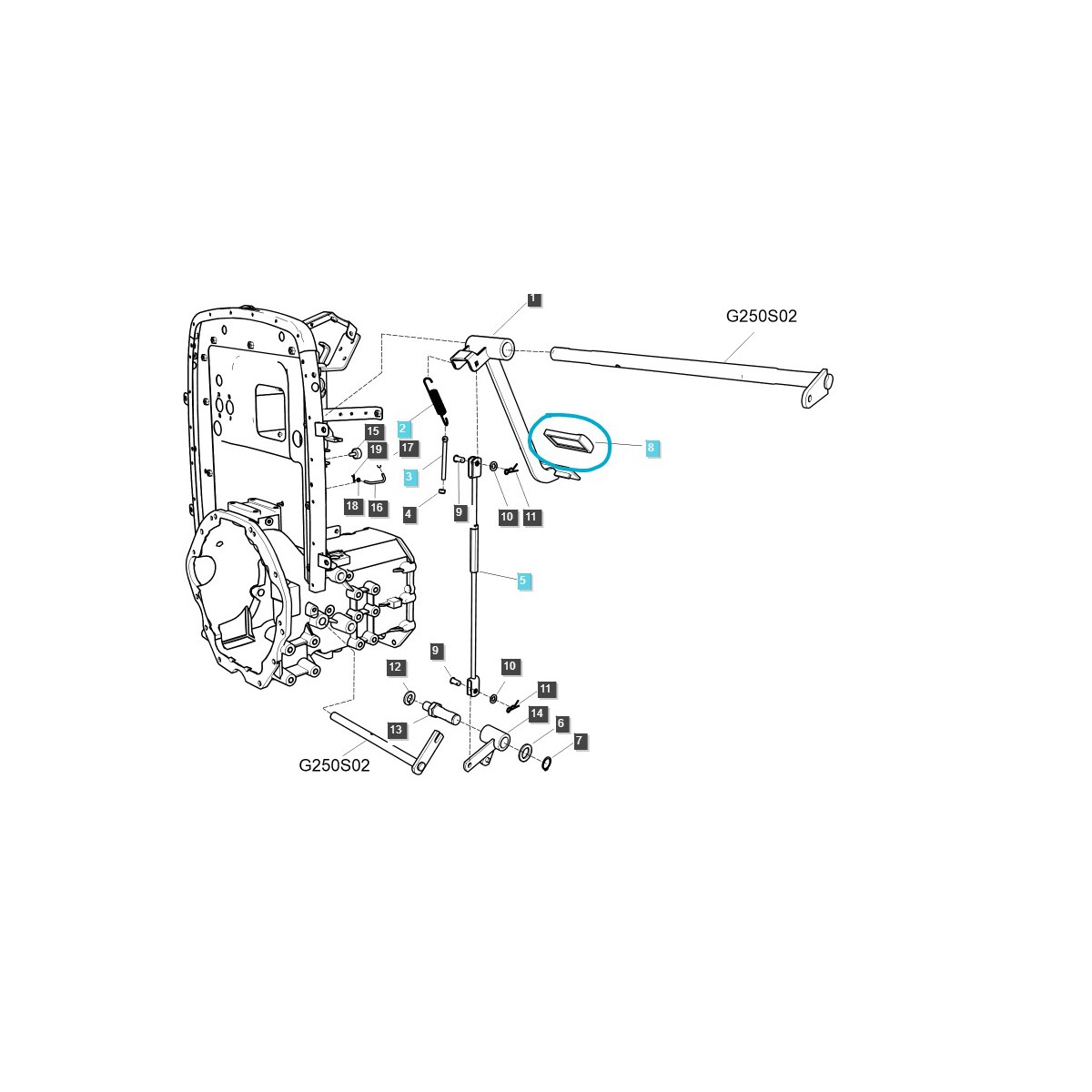 Osłona gumowa pedału sprzęgła / LD U43, U50, U60 / A1670084 / 40007382