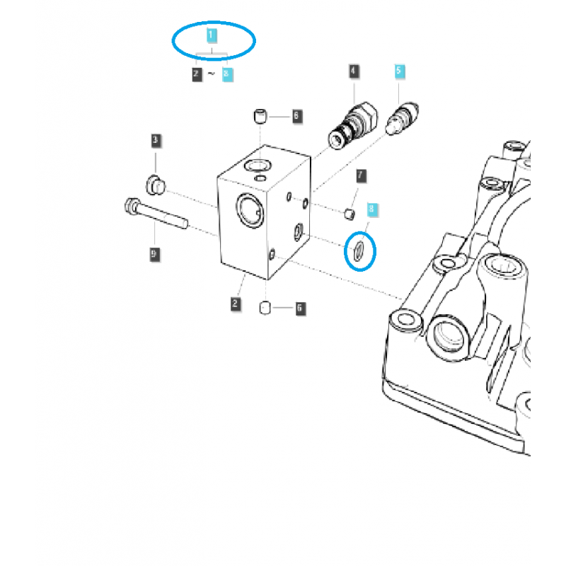vannes - Valve hydraulique pour attelage 3 points / LS XJ25 / J23 / J27 / TRG822 / n° 40349059
