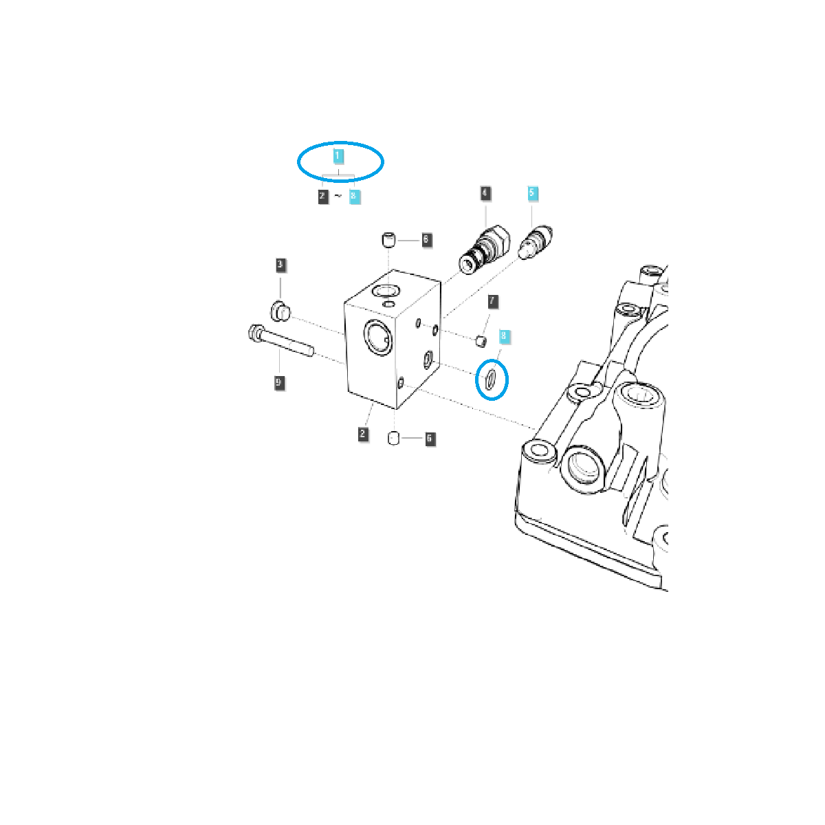 Hydraulic valve 3-point hitch / LS XJ25 / J23 / J27 / TRG822 / no. 40349059