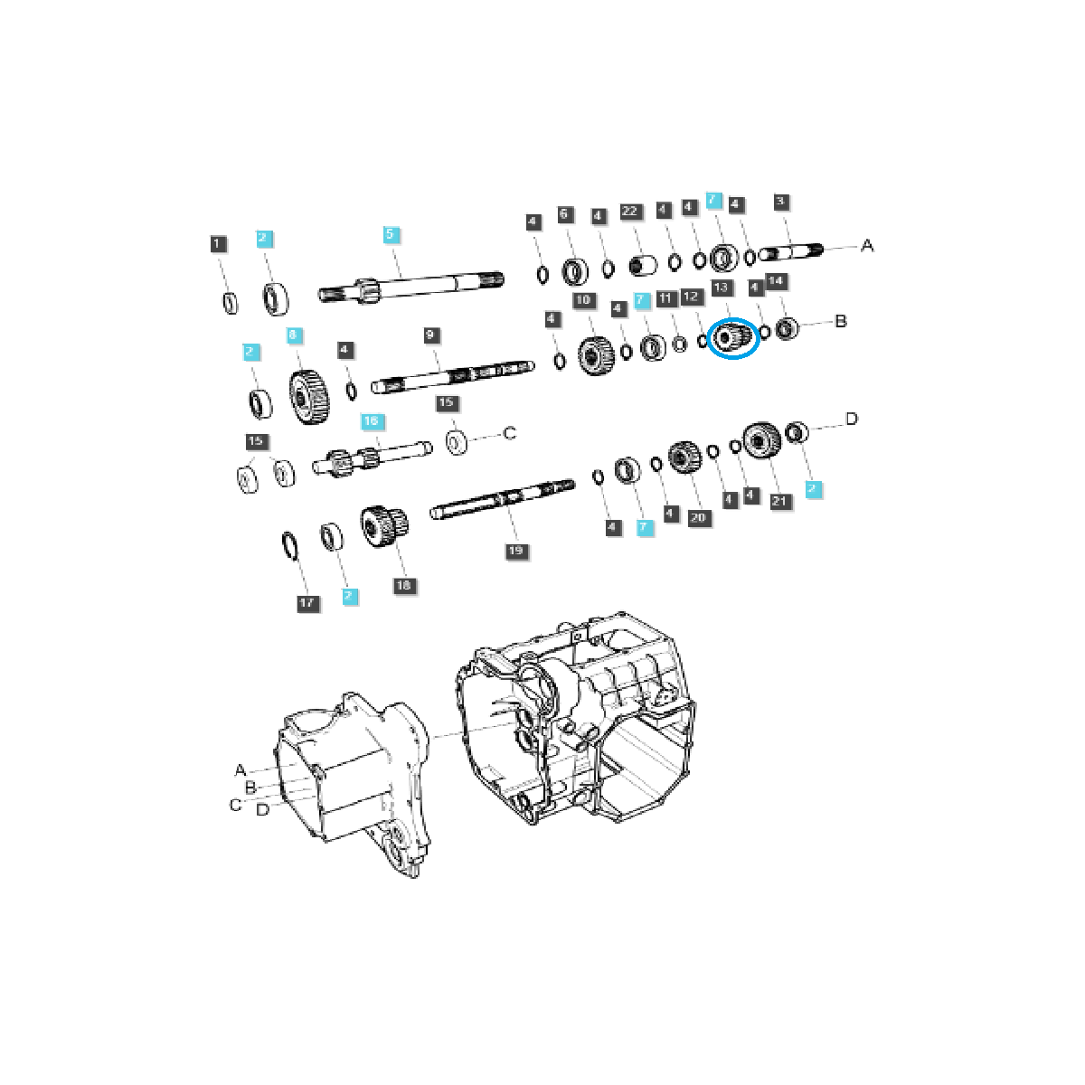 Piñón de engranaje M/DRV 1-2-TRG281 / LS Tractor XJ2025, J23, J27 / 40292201