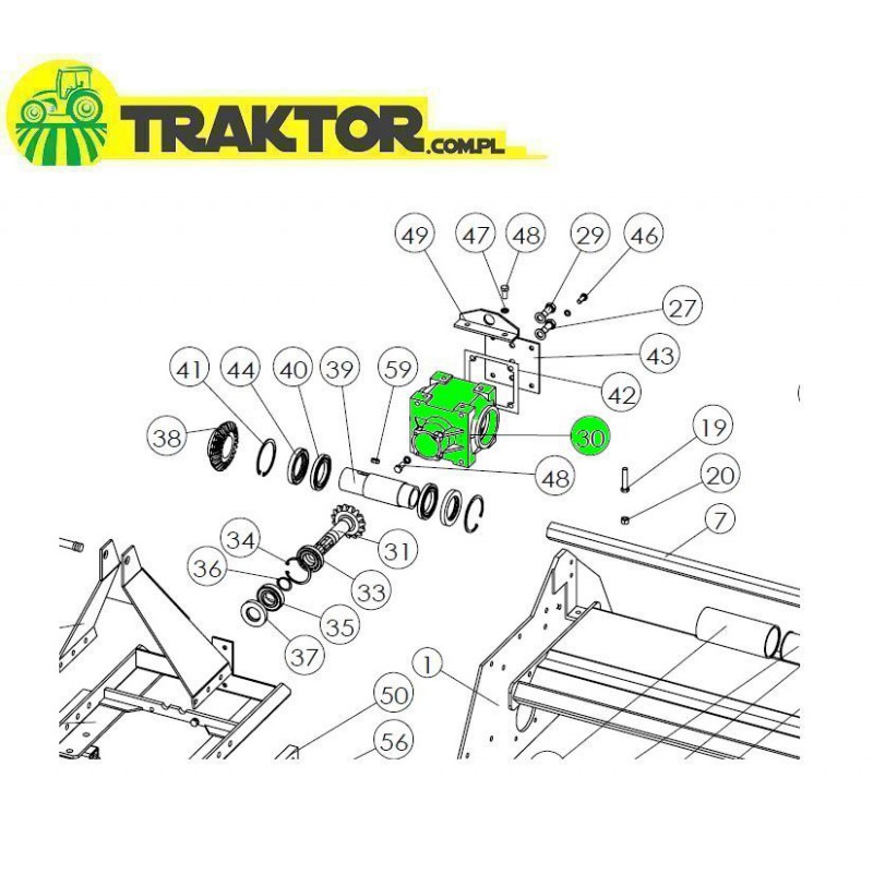 bevel gears and others - Bevel gear housing for SB tiller