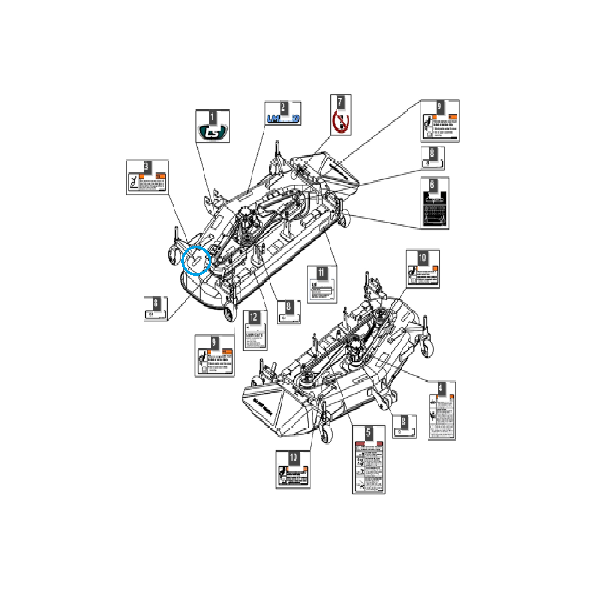 Autocollant d'avertissement "ATTENTION" antidérapant MWG980 / Tracteur LS / 40417401