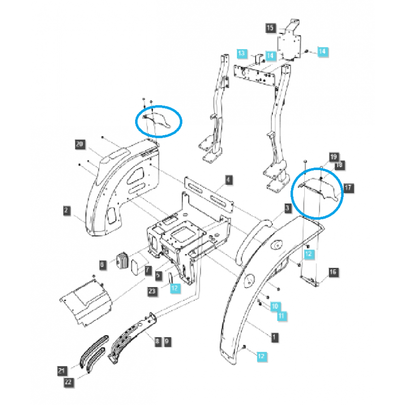 části karoserie - Zadní blatník / TRG870 / LS Traktor / č. 40008305