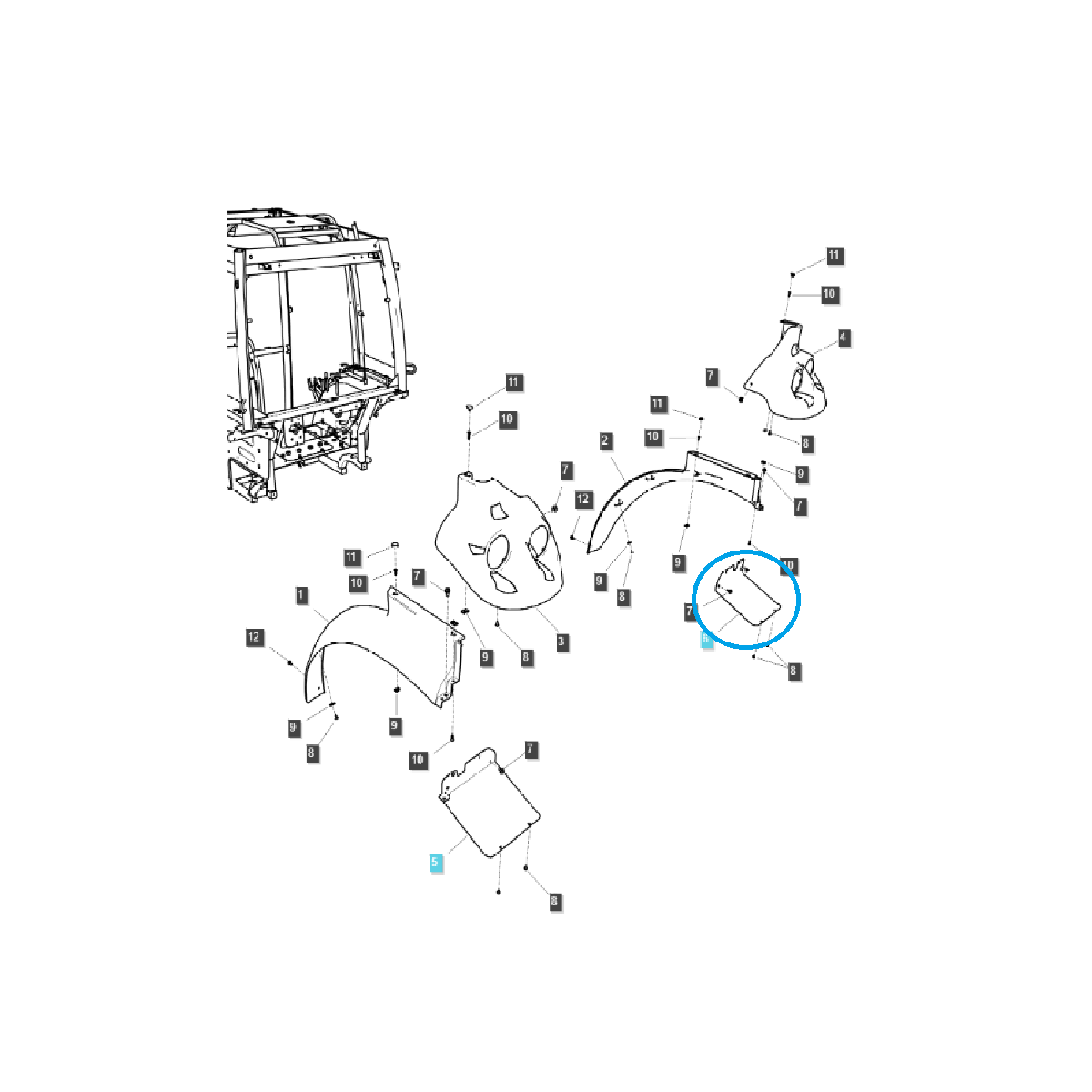 Garde-boue extérieur / droit / TRG861 / Tracteur LS / n° 40326050